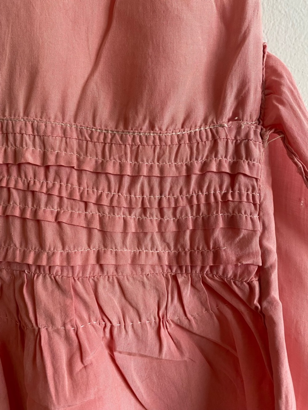Vintage 1920s Child’s Dress Pink Silk Embroidered Rosette Trim Antique AS IS - Picture 4 of 10